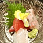 遊季の里 - 向付　本鮪　鮃　カンパチ