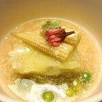 遊季の里 - 本鱒と春キャベツのとろろあんかけ