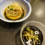 酒膳 日野 - ジーマミ揚げ出しとモズク