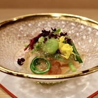 目黒 ながもと - 赤貝 水蛸 山菜 梅肉ジュレ