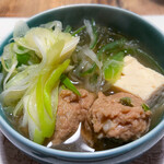 韻松亭 - 鍋 鳥つみれ、豆富、くずきり