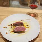 尾山台 山田 - 合鴨の胸肉とリゾット、バルサミコ酢のソース