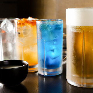 焼肉と相性の良いお酒を豊富にラインナップ！飲み放題も完備◎