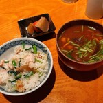 四季 粋花亭 - 百合根の炊き込みご飯、味噌汁、漬物