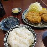 だんき - メンチカツ＆御飯及び漬物
