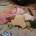 米倉 - 14.4月　造り（真子鰈、金目鯛、鮑）