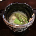 米倉 - 14.4月　酢の物（白魚、山独活、アスパラ、三杯酢）