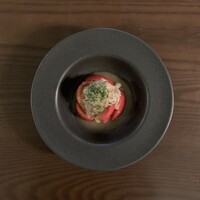 真鯛の昆布〆とフルーツトマトのマリネ