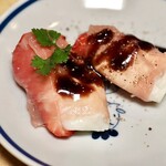 波へい - スペイン産生ハム・愛知県晴果いちご 岐阜高山モッツァレラチーズ バルサミコソースがけ