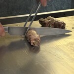 名駅 鉄板焼き 森本Ｘ Premium - 厳選黒毛和牛肩ロースの焼きしゃぶしゃぶ