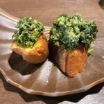 炭火と酒と肴 七福八郎 - 菜の花のブルスケッタ　めちゃくちゃうまい！