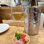 プロヴァンサル3rd - シャルドネ、お通し（ハム、トマト、菜の花）