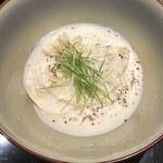 眞善美 - 三河虎河豚　白子の和えそば　芽ねぎ
