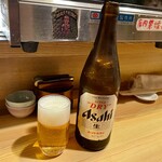 鮨一 - ビールで喉を潤して