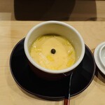 鮨 奥 - 黄ニラとホタテの茶碗蒸し
