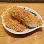 鮨 銀座おのでら 弟 - 袖烏賊　味噌漬けのからすみを削って頂きます