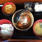 Hakata Mangetsu - 今日は、市ヶ谷での居酒屋さんランチで、もつ煮込み定食、カレーうどんもついて500円！ご飯は少なくしました。^^