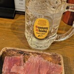 炉端バル さま田 - お通しは生ハム。