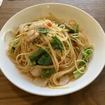 スパゲッティ専門 こぱぞう - ホタテと菜花のオイルスパゲッティ大盛