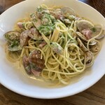 スパゲッティ専門 こぱぞう - アサリとベーコン、青海苔のクリームスパゲッティ大盛