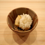 鮨かみなり - 山口 河豚 白子丼 + 長芋 山葵漬け