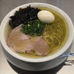 牡蠣 むかん - 牡蠣塩ラーメン+味玉+替玉(写真なし)