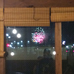 もつ焼き　酒場野田 - 店内から隅田川花火大会を望む。