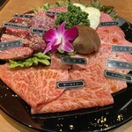 焼肉 静龍苑 - 左側：塩、サーロインより右側：タレ