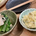 ワインと天ぷら あら木 都ホテル博多 - 小鉢二つ