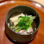 銀座 しのはら - ❾お鍋飛騨牛.こごみ.うるい。ふき、焼き豆腐