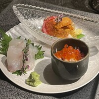 焼肉 思食 - 千葉県平目刺し、松坂牛ユッケ、ズワイガニ土佐酢ジュレ