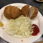 竹乃 - しいたけ肉詰め2個　まん丸！！具がすごい！想像の3倍くらいありました。