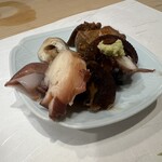 うを徳 - 福島産煮蛸、蛍烏賊、煮穴子、余市あん肝、熟成奈良漬