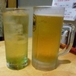 鶏釣灯 - 生ビール＆アップルジンジャー