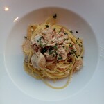 シェルポ - 金華豚モモ肉のラグーとポルチーニのクリーム スパゲッティ