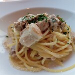 シェルポ - 金華豚モモ肉のラグーとポルチーニのクリーム スパゲッティ