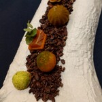 293722057 - アミューズ（フォアグラムース、フィナンシェ、サクラカジキ？、クロケット、？）