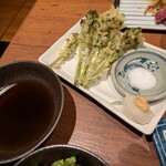 京橋 炉端焼 ロバ - 菜の花天ぷら