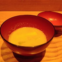 四季膳 ほしや - 椀盛　新ピースのポタージュ　新玉葱　アスパラ