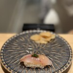 立ち食い鮨極 東桜店 - 鯵　生姜とネギ