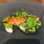 Cuisine OKU - 【Hors d auore】虹鱒　帆立　葵山葵