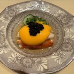 佐たけ - タラバガニの黄身酢がけ