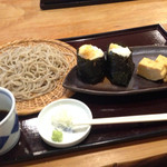 そば 三休 - 天むすセットで粗びきそば