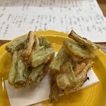 割烹 市川 - 若牛蒡と桜海老の天ぷら