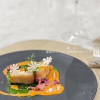 Maison DIA Mizuguchi - 鰆、キャッサバ粉　春菊のソース、伊勢海老のビスク