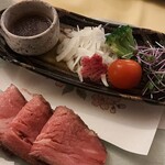 川奈ホテル - 主菜(コールドビーフ　野菜ドレッシング　スプラウト　ブロッコリー　クレソン　新玉葱)