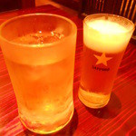Kushioka Ya - グラスビール＆ジャスミン茶割り
