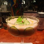 BAROSSA cocktailier - ② デニッシュメアリ（デンマーク風ブラッディメアリ）：自家製アクアビット（ジン？）ドロップ