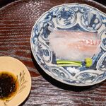 日本料理 研野 - 2025.3 お造り（明石産くろめばる、真鯛、塩、本わさび、浅葱、浜名湖産あおさ海苔醤油）