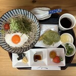 そば処 長嶺庵 - 山芋ぶっかけ蕎麦1200円 大盛り+220円